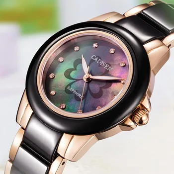 

CADISEN ladies watch woman top brand name De Luxe girl leisure ceramic wristwatch Clock ladies watches Relogio Feminino watches