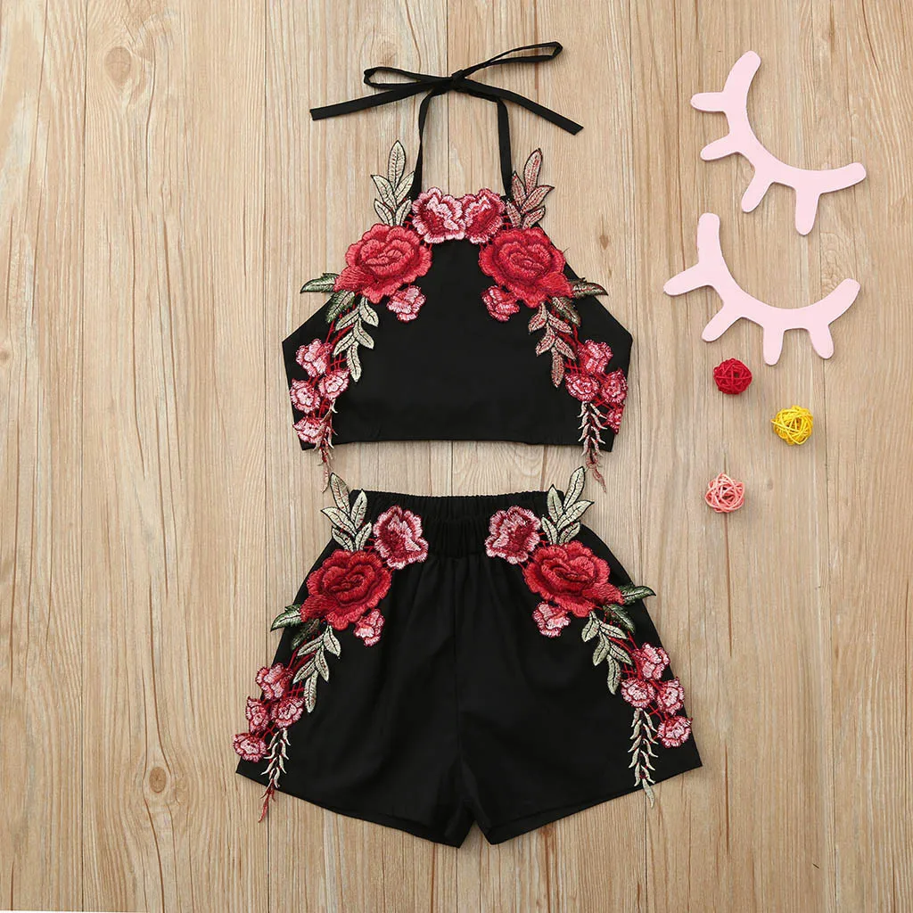 Infant Baby Girl Clothing Sleeveless Embroidery Floral Halter Boob Tube Tops+Shorts Outfits Set Kids Girls prairie Chic Clothes
Infant Baby Girl Clothing Sleeveless Embroidery Floral Halter Boob Tube Tops+Shorts Outfits Set Kids Girls prairie Chic Clothes