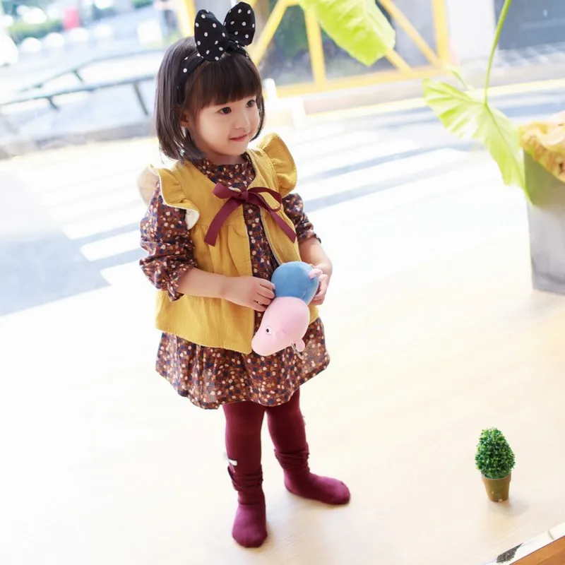 

Baby Tights Korean Style of Winter Cotton Thickened Children's Bottomwear Baby Bow Terry Tights