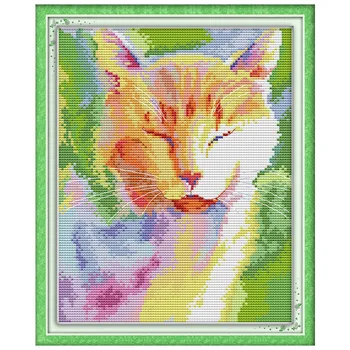 Watercolor Cat in The Sun Paintings Counted Cross Stitch Kits Printed On Canvas DMC 14CT 11CT Cross-stitch DIY Embroidery Sets
Watercolor Cat in The Sun Paintings Counted Cross Stitch Kits Printed On Canvas DMC 14CT 11CT Cross-stitch DIY Embroidery Sets
