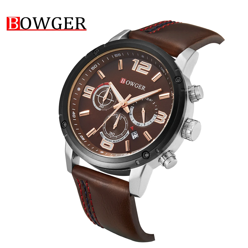 Bowger Top Luxury Brand Men Sports waterproof Watches Men's Quartz Clock Man Leather Military Wrist Watches Relogio Masculino
Bowger Top Luxury Brand Men Sports waterproof Watches Men's Quartz Clock Man Leather Military Wrist Watches Relogio Masculino