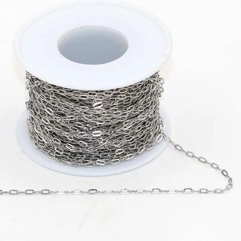 25m/roll (4mm*2mm*0.4mm) Exquisitely stainless steel link chains for DIY necklace Jewelry accessories
25m/roll (4mm*2mm*0.4mm) Exquisitely stainless steel link chains for DIY necklace Jewelry accessories