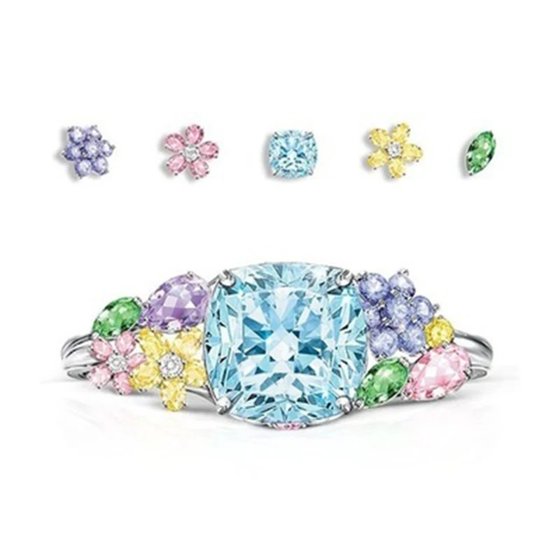Charm Wedding Rings For Women Luxury Blue Zircon Colorful Flower Crystal Rings Promise Love Engagement Jewelry Gifts Z5P118
Charm Wedding Rings For Women Luxury Blue Zircon Colorful Flower Crystal Rings Promise Love Engagement Jewelry Gifts Z5P118