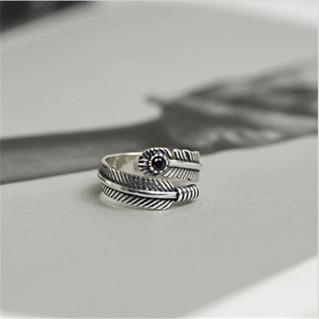 Hot Sale Pure 925 Sterling Silver Feather Rings Handmade Vintage Black Garnet Natural Stone Jewerly Opening Size For Women&Men
Hot Sale Pure 925 Sterling Silver Feather Rings Handmade Vintage Black Garnet Natural Stone Jewerly Opening Size For Women&Men