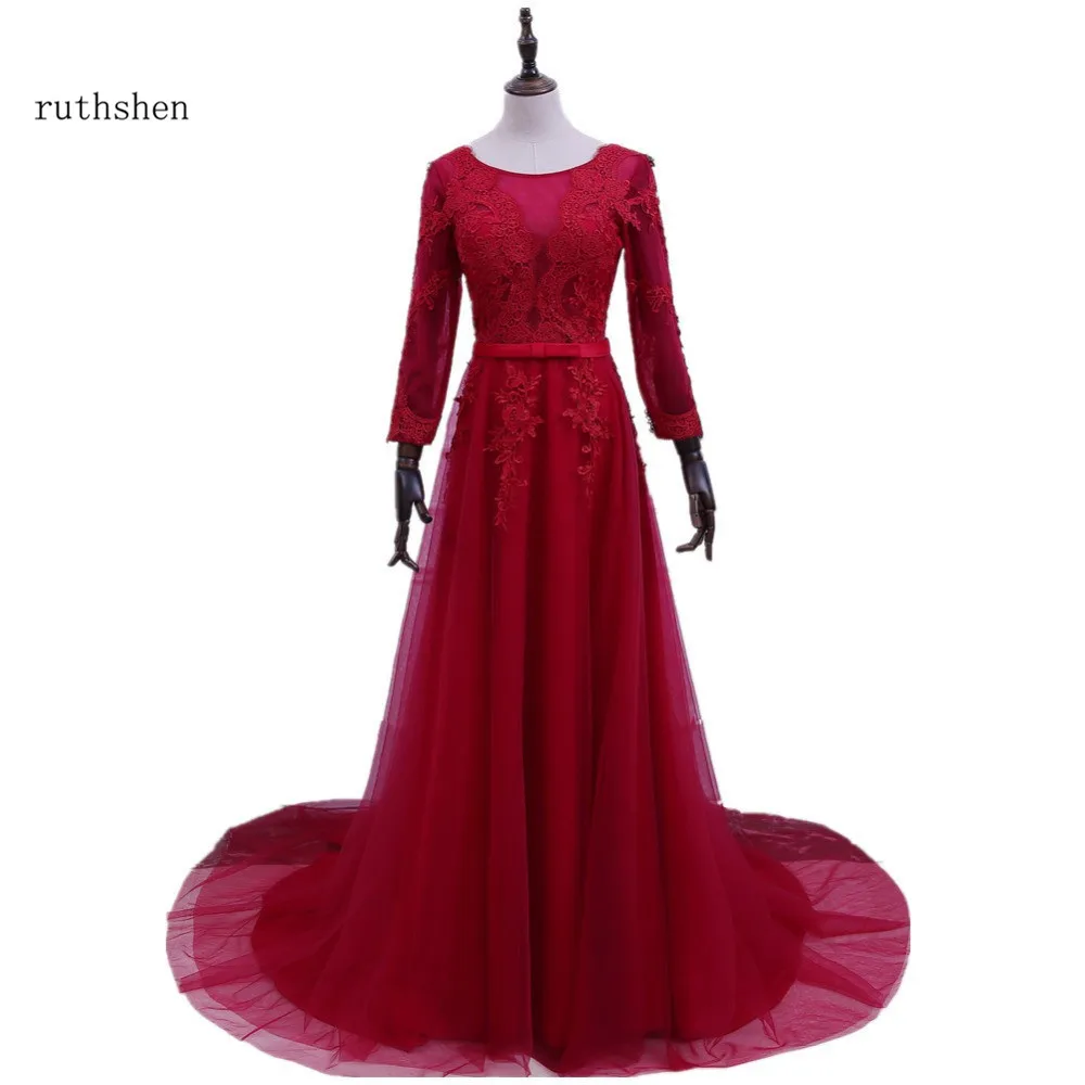 Gorgeous Long Prom Dresses With 3/4 Sleeves Lace Appliques Red Evening Gowns Formal Women Robes De Soiree Cheap In Stock
Gorgeous Long Prom Dresses With 3/4 Sleeves Lace Appliques Red Evening Gowns Formal Women Robes De Soiree Cheap In Stock