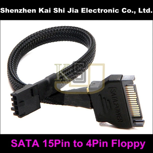 Brand New Black Sleeved 15-Pin SATA Male to 4-Pin Floppy FDD Female Power Converter Adapter Cable
Brand New Black Sleeved 15-Pin SATA Male to 4-Pin Floppy FDD Female Power Converter Adapter Cable