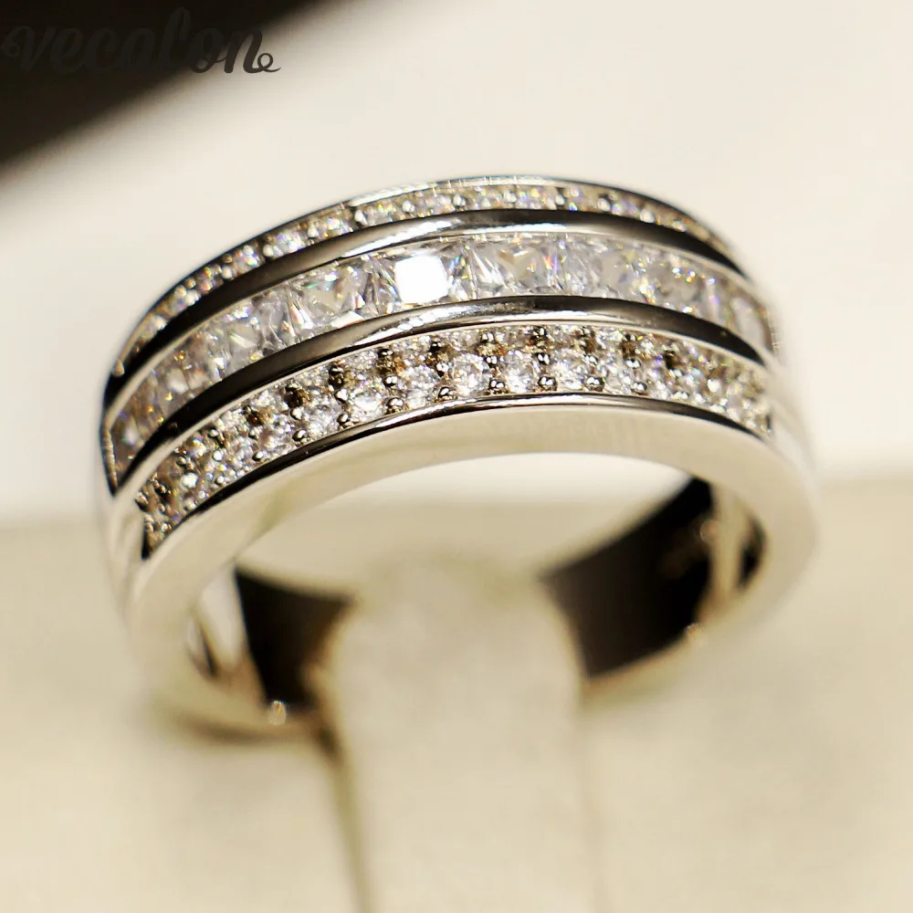 Vecalon Princess cut AAAAA Zircon Cz Wedding Band Ring for Men 10KT White Gold Filled Male Engagement Band ring Sz 7-12
Vecalon Princess cut AAAAA Zircon Cz Wedding Band Ring for Men 10KT White Gold Filled Male Engagement Band ring Sz 7-12