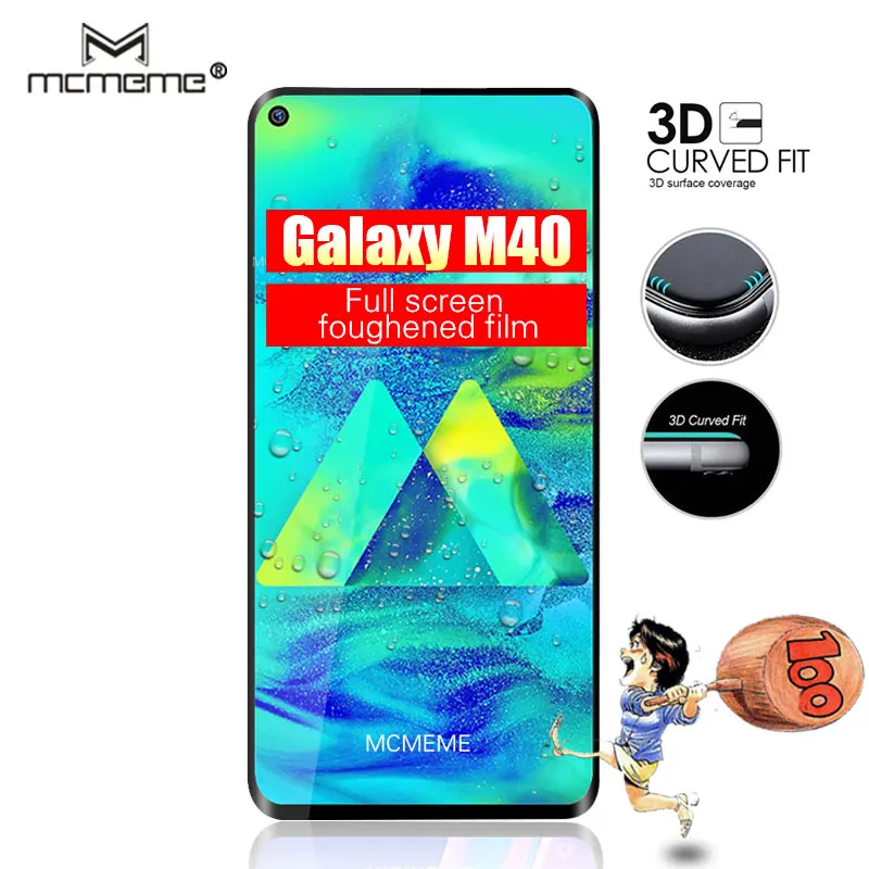 MCMEME For Samsung Galaxy M40 Glass Tempered M 40 GalaxyM40 Screen Protector Full Cover Film | Мобильные телефоны и