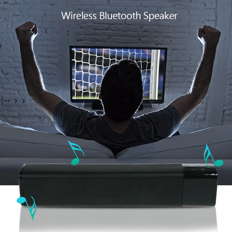 VTIN Wireless Bluetooth 5.0 Speaker Portable Soundbar Super Bass Stereo Loudspeaker Long-Standby with Touch NFC Black AUX (1)