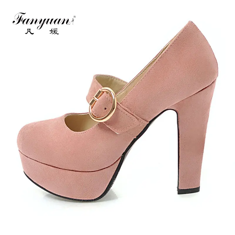 Fanyuan Concise Design Girls Wedding High Heels Mature Buckle Strap Ladies Footwear Solid Flock Female's Mary Jane High Pumps
Fanyuan Concise Design Girls Wedding High Heels Mature Buckle Strap Ladies Footwear Solid Flock Female's Mary Jane High Pumps