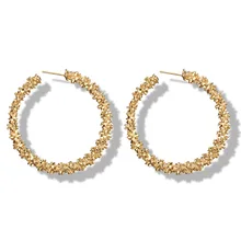 Big Hoop Ohrringe für Frauen Vintage Gold Farbe Runde Fashion statement ohrringe 2018 Weibliche Zubehör schmuck(China)