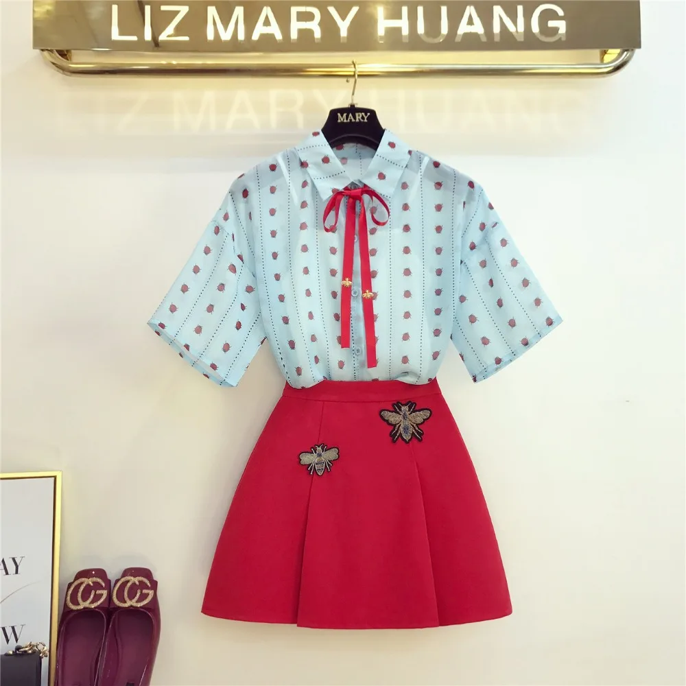 Amolapha Women Designer Bow Printed Shirts Jumper Tops+Embroidery Bees Pattern Mini Skirts Clothes Sets Suits
Amolapha Women Designer Bow Printed Shirts Jumper Tops+Embroidery Bees Pattern Mini Skirts Clothes Sets Suits