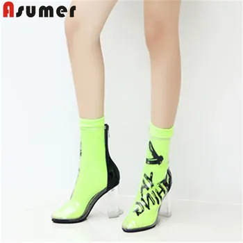 ASUMER 2020 hot sale new ankle boots for women round toe zip PVC high heels shoes elegant ladies prom boots spring autumn boots
ASUMER 2020 hot sale new ankle boots for women round toe zip PVC high heels shoes elegant ladies prom boots spring autumn boots