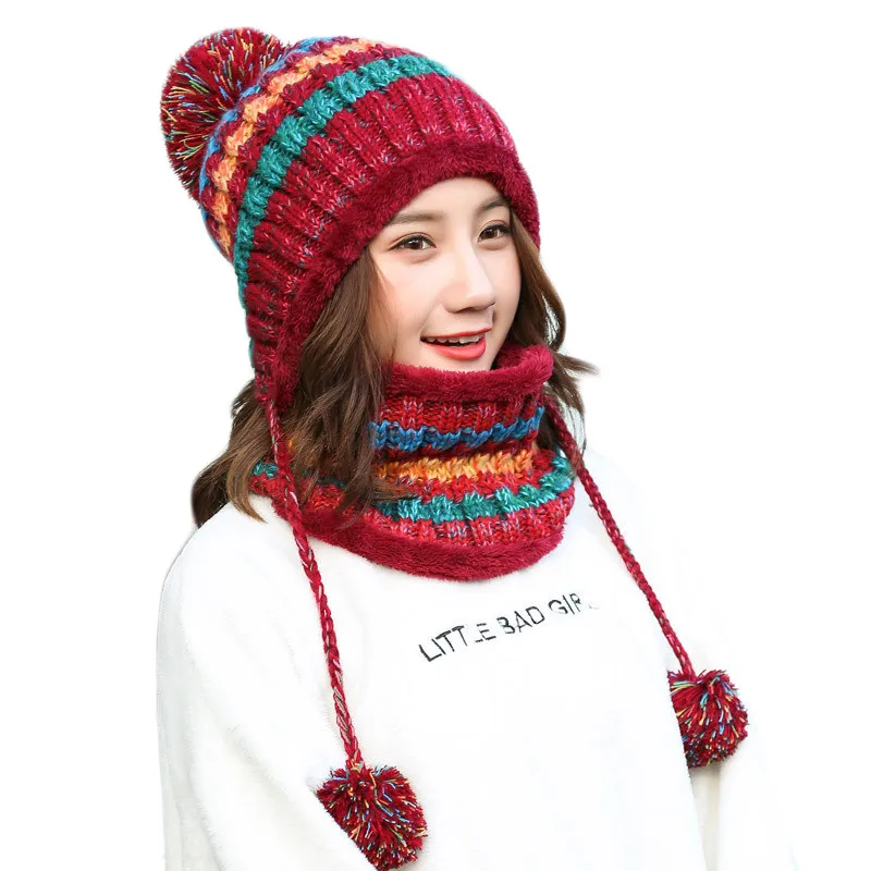 2 Pieces Set Winter Hat Scarf For Women Plus Velvet Hat Scarf PomPom Beanies Knitted Scarf Winter Female Thick Hat And Scarf Set
2 Pieces Set Winter Hat Scarf For Women Plus Velvet Hat Scarf PomPom Beanies Knitted Scarf Winter Female Thick Hat And Scarf Set
