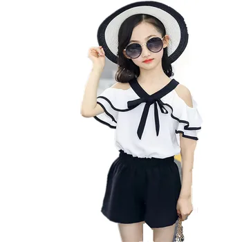Summer Clothes Sets For Girls Chiffon Off Shoulder Shirts + Shorts Suit Teenage Girls Clothing Set 6 10 12 13 14 Year Children
Summer Clothes Sets For Girls Chiffon Off Shoulder Shirts + Shorts Suit Teenage Girls Clothing Set 6 10 12 13 14 Year Children