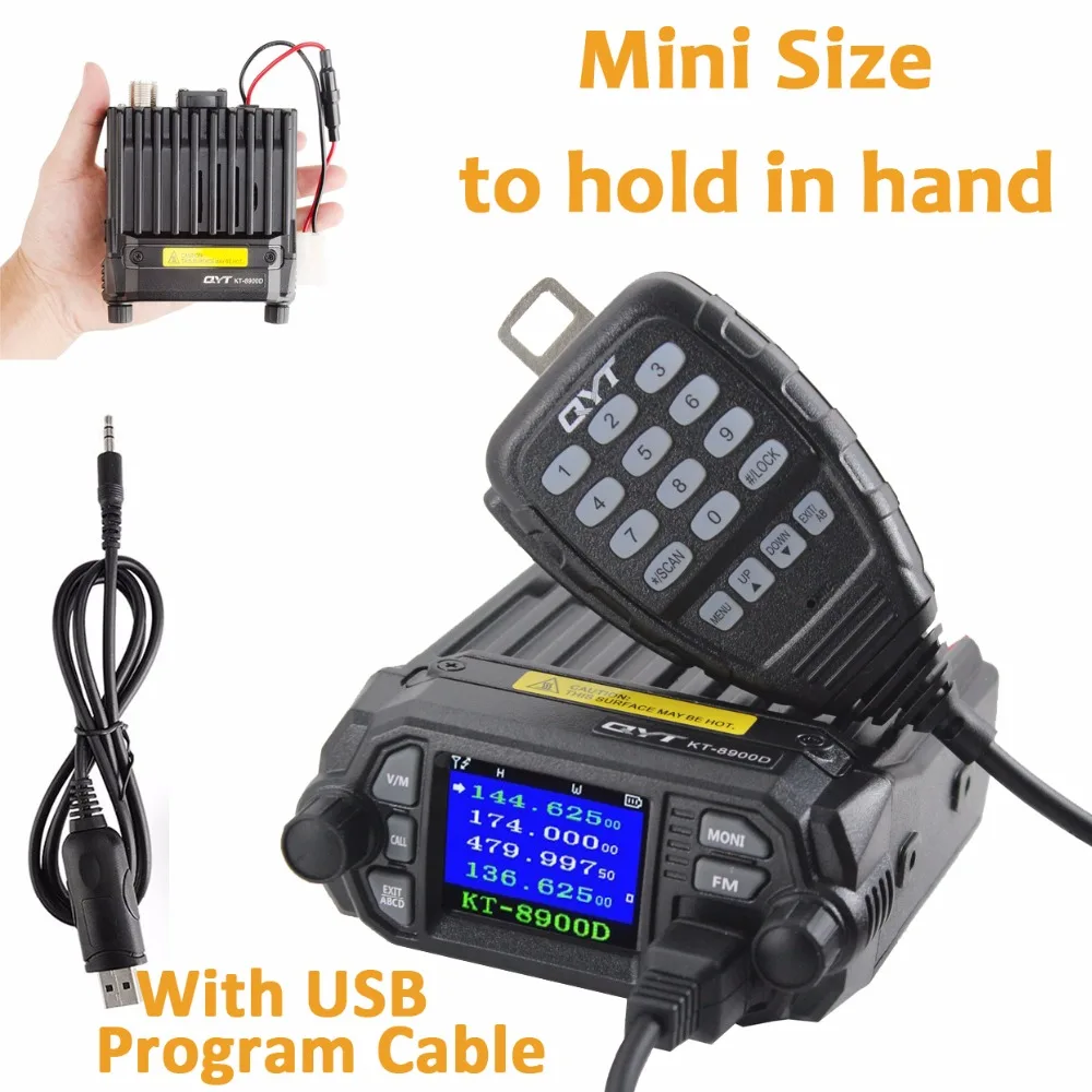 QYT KT-8900D 25W Vehicle Mounted Two Way Radio with Programming Cable Upgrade KT-8900 Mini Mobile Radio with Quad Band Large LCD
QYT KT-8900D 25W Vehicle Mounted Two Way Radio with Programming Cable Upgrade KT-8900 Mini Mobile Radio with Quad Band Large LCD