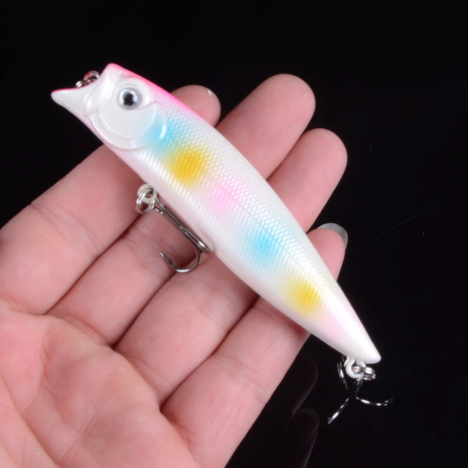 Description Picture 4 of item1pc Popper Lures Wobblers 5 Color 9.2cm Fishing Lures 11.5g Fishing Tackle 6# Black Hook Fishing Bait With 3D Eyes