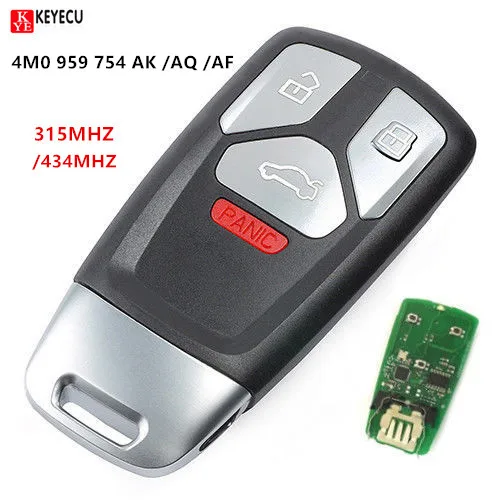 

Keyecu Replacement Smart Remote Key Fob 4 Button 315/434MHz for Audi 2017-up A4 A5 Q7, 2016-Up TT FCC ID: 4M0 959 754 AK /AQ /AF