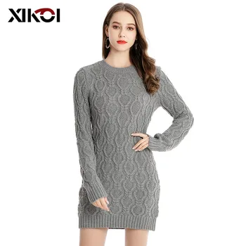 XIKOI NEW Casual Round Neck long knitted Sweater Dress Women Slim Bodycon Dress Pullover Female Autumn Winter dress 2020
XIKOI NEW Casual Round Neck long knitted Sweater Dress Women Slim Bodycon Dress Pullover Female Autumn Winter dress 2020