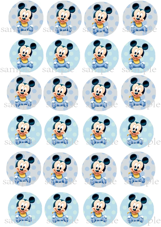 24 Baby Mickey Mouse Edible Cake Topper Wafer Rice Paper Cake