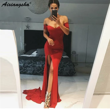 Charming Red Mermaid Long Evening Dress Side Split Off The Shoulder Floor Length Sexy Prom Gown 2019 New Wedding Party Dresses
Charming Red Mermaid Long Evening Dress Side Split Off The Shoulder Floor Length Sexy Prom Gown 2019 New Wedding Party Dresses