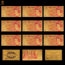 10Pcs/Lot Colorful UK Replica Currency 50 Pounds Gold Foil Banknote Paper Money Collection For Home Decoration 10Pcs/Lot Colorful UK Replica Currency 50 Pounds Gold Foil Banknote Paper Money Collection For Home Decoration