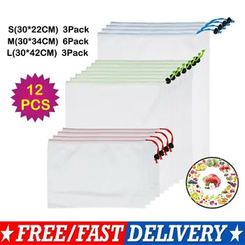 12Pcs Reusable Mesh Produce Bags for Zero Waste Fruit Veg Plastic-Free Vegetables Loose Shopping Storage Organizer Bag
12Pcs Reusable Mesh Produce Bags for Zero Waste Fruit Veg Plastic-Free Vegetables Loose Shopping Storage Organizer Bag