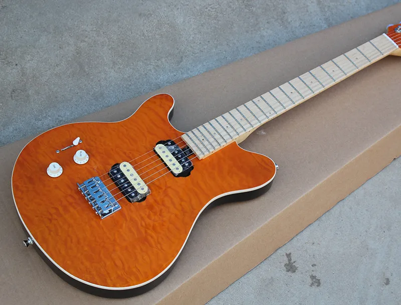 Factory custom Orange Left-hand Electric Guitar with Clouds Maple Veneer,HH Pickups,Chrome Hardwares,22 Frets,offer customized
Factory custom Orange Left-hand Electric Guitar with Clouds Maple Veneer,HH Pickups,Chrome Hardwares,22 Frets,offer customized