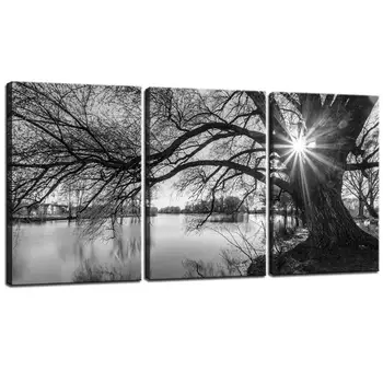 Canvas Prints Wall Art Black and White Tree in Sunrise Lake Landscape Picture Print For Living room home decor
Canvas Prints Wall Art Black and White Tree in Sunrise Lake Landscape Picture Print For Living room home decor