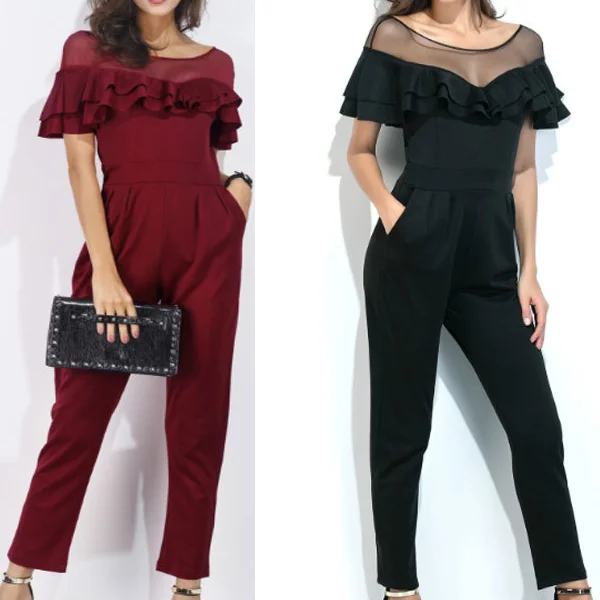 Gothic Ruffle Jumpsuits For Women 2019 Summer Short Sleeve Hollow Transparent Bodysuit Women Rompers Backless Female Overalls
Gothic Ruffle Jumpsuits For Women 2019 Summer Short Sleeve Hollow Transparent Bodysuit Women Rompers Backless Female Overalls