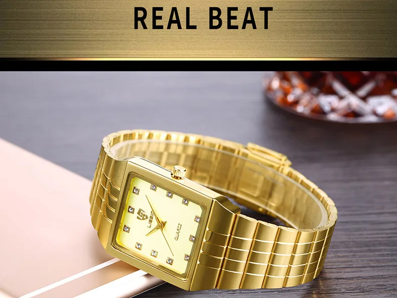 Golden Quartz Watch Men Women Luxury Watches relogio masculino Luxury Gold Bracelet Wrist Watches Steel Female Male Clock 8808