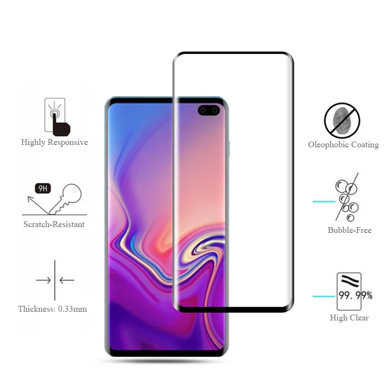 

For Samsung Galaxy S10 Plus 5G S10e S8 S9 Tempered Glass Screen Protector ARC Edge For Samsung Note 10 8 9 Protective Film