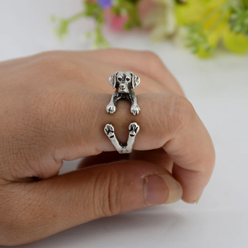 Vintage Retro 3D Labrador Retriever Puppy Animal Wrap Ring 2 Vintage Retro 3D Labrador Retriever Puppy Animal Wrap Ring 2