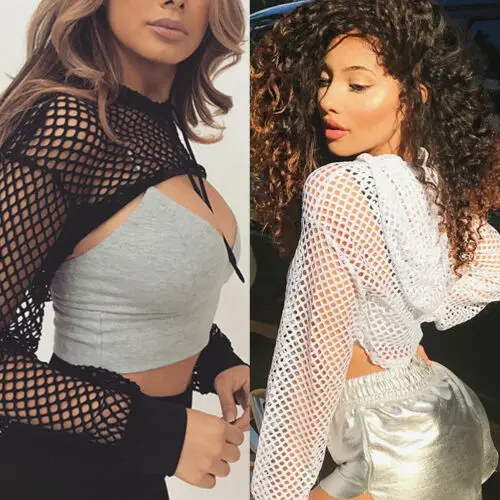 Womens Sheer Mesh Fishnet Long Sleeve Vest Hooded Crop Top Shirt Hooded Blouse Fashion
Womens Sheer Mesh Fishnet Long Sleeve Vest Hooded Crop Top Shirt Hooded Blouse Fashion