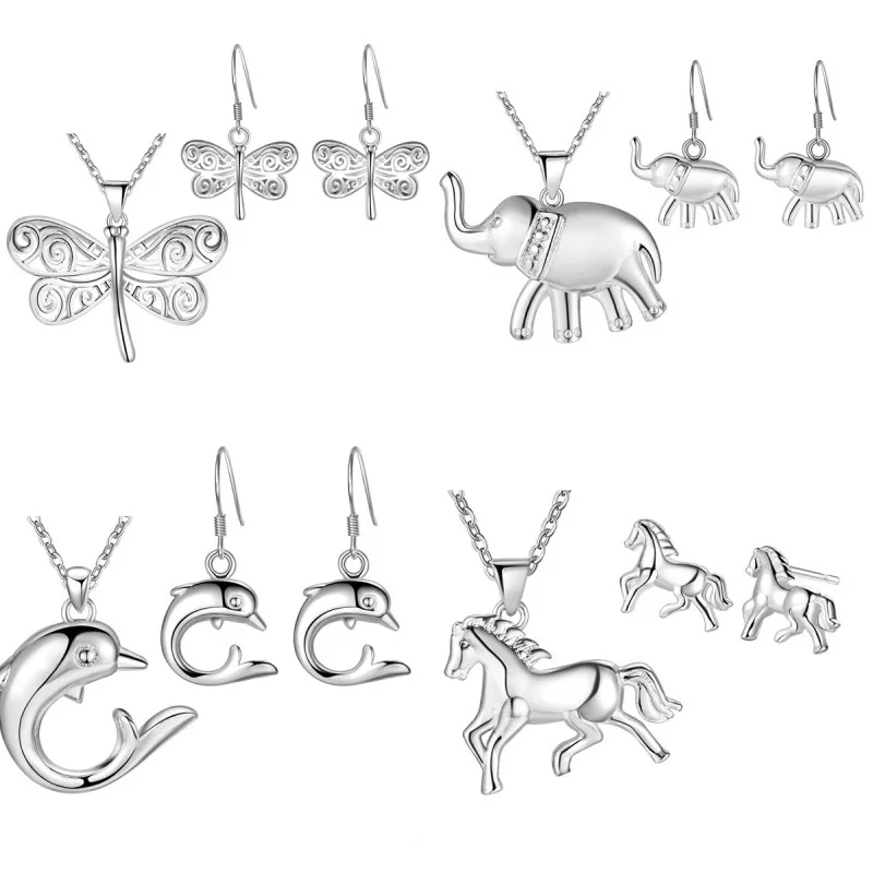Wholesale 925 Sterling Silver Set, Bohemian Style Women Beautiful Dolphins Elephant Fashion Jewelry Set With Necklace Earrings
Wholesale 925 Sterling Silver Set, Bohemian Style Women Beautiful Dolphins Elephant Fashion Jewelry Set With Necklace Earrings