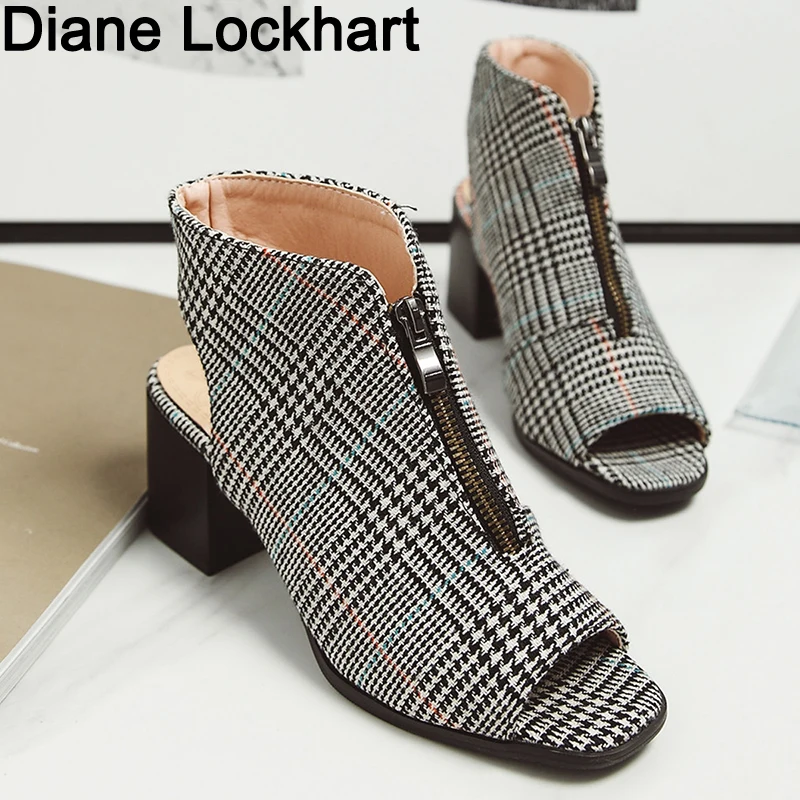 2019 New Gingham Boots Women Sandals Gladiator High Heels zipper fish mouth Shoes Female Fashion Summer zapatillas mujer 33 41
2019 New Gingham Boots Women Sandals Gladiator High Heels zipper fish mouth Shoes Female Fashion Summer zapatillas mujer 33 41