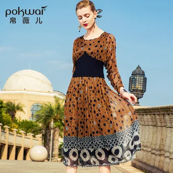 POKWA Autumn New Maxi Silk Dress Women Fashion High Quality Draped Empire Batwing Sleeve Casual Print Slim A-Line Dresses
POKWA Autumn New Maxi Silk Dress Women Fashion High Quality Draped Empire Batwing Sleeve Casual Print Slim A-Line Dresses