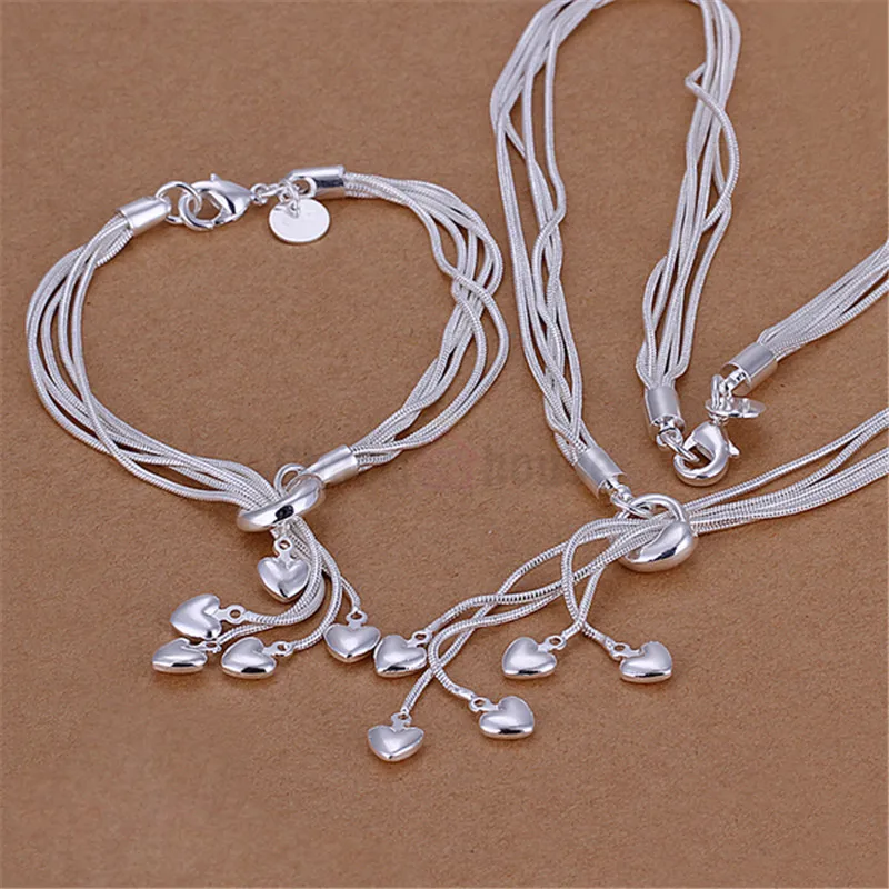 Silver 925 Jewelry Set for Women Fashion Heart Pendant Necklace Bracelets 2 pcs Costume Jewellery Sets Factory Price Bijoux
Silver 925 Jewelry Set for Women Fashion Heart Pendant Necklace Bracelets 2 pcs Costume Jewellery Sets Factory Price Bijoux