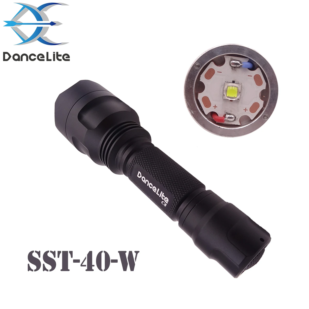 DanceLite C8 Flashlight , Luminus SST-40-W LED, 1800Lumens, Copper Plate, AMC7135 Driver Board
DanceLite C8 Flashlight , Luminus SST-40-W LED, 1800Lumens, Copper Plate, AMC7135 Driver Board