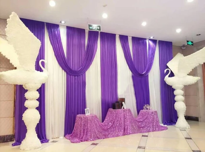 3X6M Luxury Wedding Backdrop Curtain Wedding Drapes With Detachable Purple Swag For Event Party Stage Background
3X6M Luxury Wedding Backdrop Curtain Wedding Drapes With Detachable Purple Swag For Event Party Stage Background