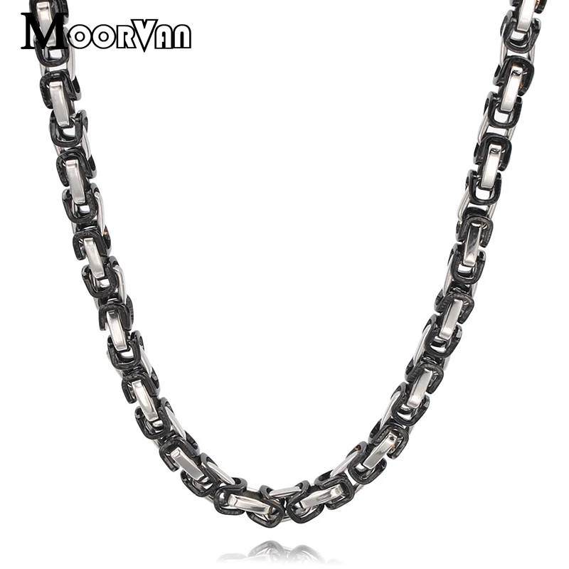 Moorvan 5mm Byzantine Box Link Stainless Steel Necklace Mens Boys Chain In black silver color Tone VN051
Moorvan 5mm Byzantine Box Link Stainless Steel Necklace Mens Boys Chain In black silver color Tone VN051