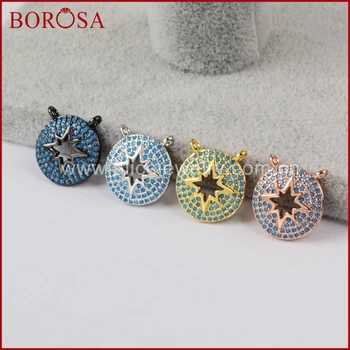 BOROSA New Collection CZ Micro Pave Blue Zircons Round Star Connector Double Bails Drusy Pendant for Necklace Making WX537
BOROSA New Collection CZ Micro Pave Blue Zircons Round Star Connector Double Bails Drusy Pendant for Necklace Making WX537