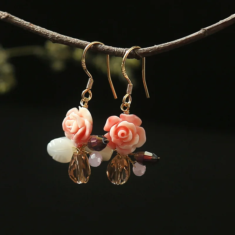 s925 silver Plain Designer's Handwork Natural pearl Bei Zhu Coral Press into flowers Princess Pink White Women's Earring
s925 silver Plain Designer's Handwork Natural pearl Bei Zhu Coral Press into flowers Princess Pink White Women's Earring