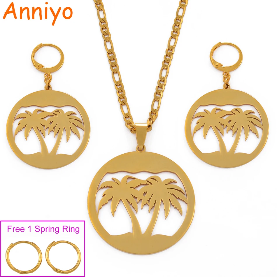 Anniyo Coconut Tree Jewelry set Pendant Necklaces Big Earrings Women Gold Color Guam Hawaii Marshall island Kundu Gifts #078721P
Anniyo Coconut Tree Jewelry set Pendant Necklaces Big Earrings Women Gold Color Guam Hawaii Marshall island Kundu Gifts #078721P
