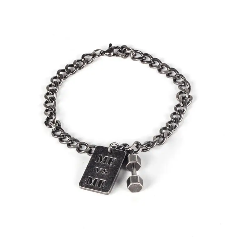 Stainless Steel Unisex Vintage Silver Barbell Letter Link Chain Bracelets & Bangles Women Fitness Dumbbell Bracelet Men Jewelry
Stainless Steel Unisex Vintage Silver Barbell Letter Link Chain Bracelets & Bangles Women Fitness Dumbbell Bracelet Men Jewelry