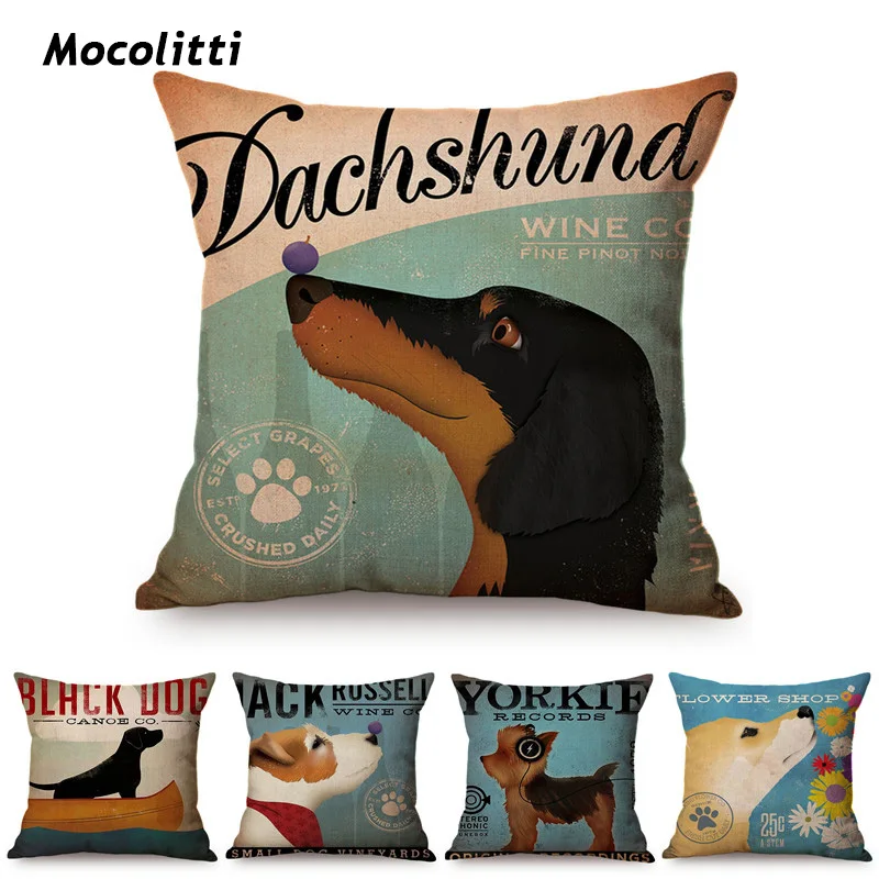 Dachshund Vintage Poster Design Sofa Cushion Cover Cute Poodle Yorkie Black Dog Print Cotton Linen Home Decoration Pillow Cover
Dachshund Vintage Poster Design Sofa Cushion Cover Cute Poodle Yorkie Black Dog Print Cotton Linen Home Decoration Pillow Cover