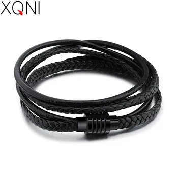 XQNI Multi-layer Genuine Leather Rope Chain Man Bracelets Classical Simple Design Men Women Unisex Jewelry With Magnet Buckle
XQNI Multi-layer Genuine Leather Rope Chain Man Bracelets Classical Simple Design Men Women Unisex Jewelry With Magnet Buckle