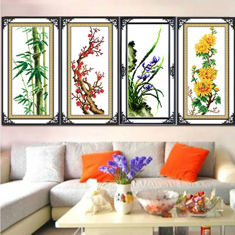 DMC Cross stitch fabric kits,Sets For Embroidery,Plum orchid bamboo chrysanthemum four gentlemen Counted Cross-Stitching kits
DMC Cross stitch fabric kits,Sets For Embroidery,Plum orchid bamboo chrysanthemum four gentlemen Counted Cross-Stitching kits
