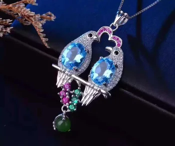 natural blue topaz gem pendant S925 silver Natural jade Pendant Necklace Joy romantic magpie Love couple women party jewelry
natural blue topaz gem pendant S925 silver Natural jade Pendant Necklace Joy romantic magpie Love couple women party jewelry