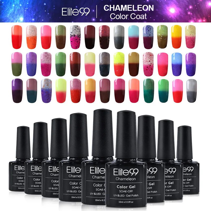 

Elite99 100 Colors Thermal Temperature Change Color Nail Gel Polish Soak Off UV Chameleon Gel Polish Led Nail Polish Gel Lacquer